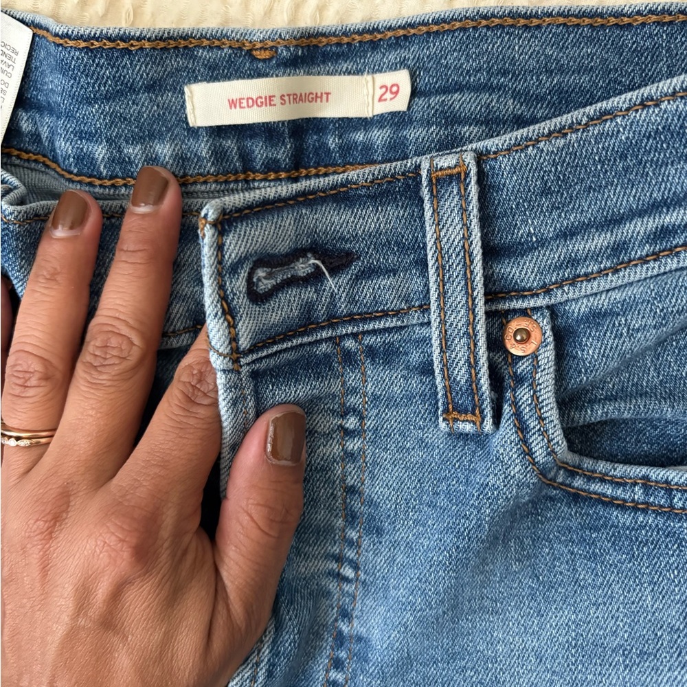 Levi's Light Blue Wedgie Straight Jeans - Picture 2 of 5